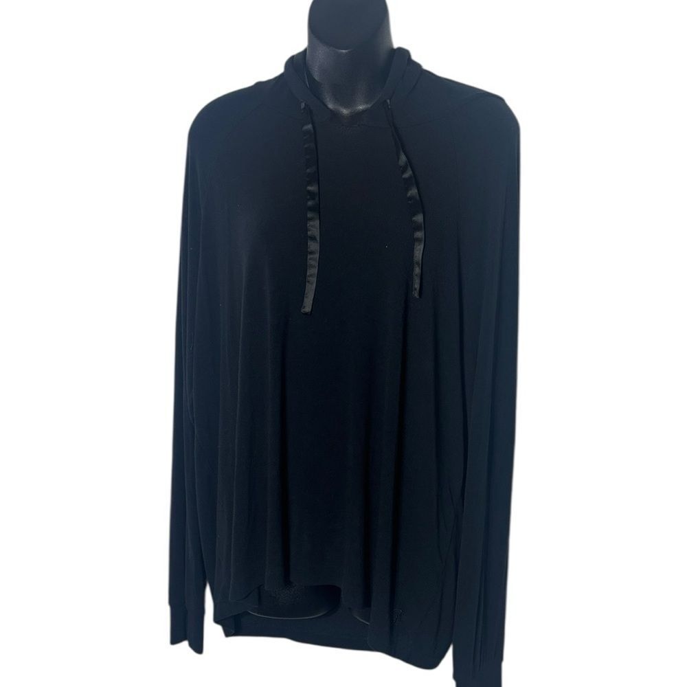 Cozy earth women’s xxl drawstring hoodie black ribbed bamboo capsule soft FLAW